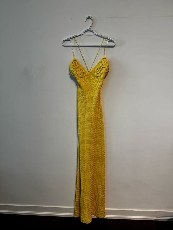 Peppermayo Dresses & Skirts - Peppermayo Yellow Crochet Floral-Appliqué Maxi Dress